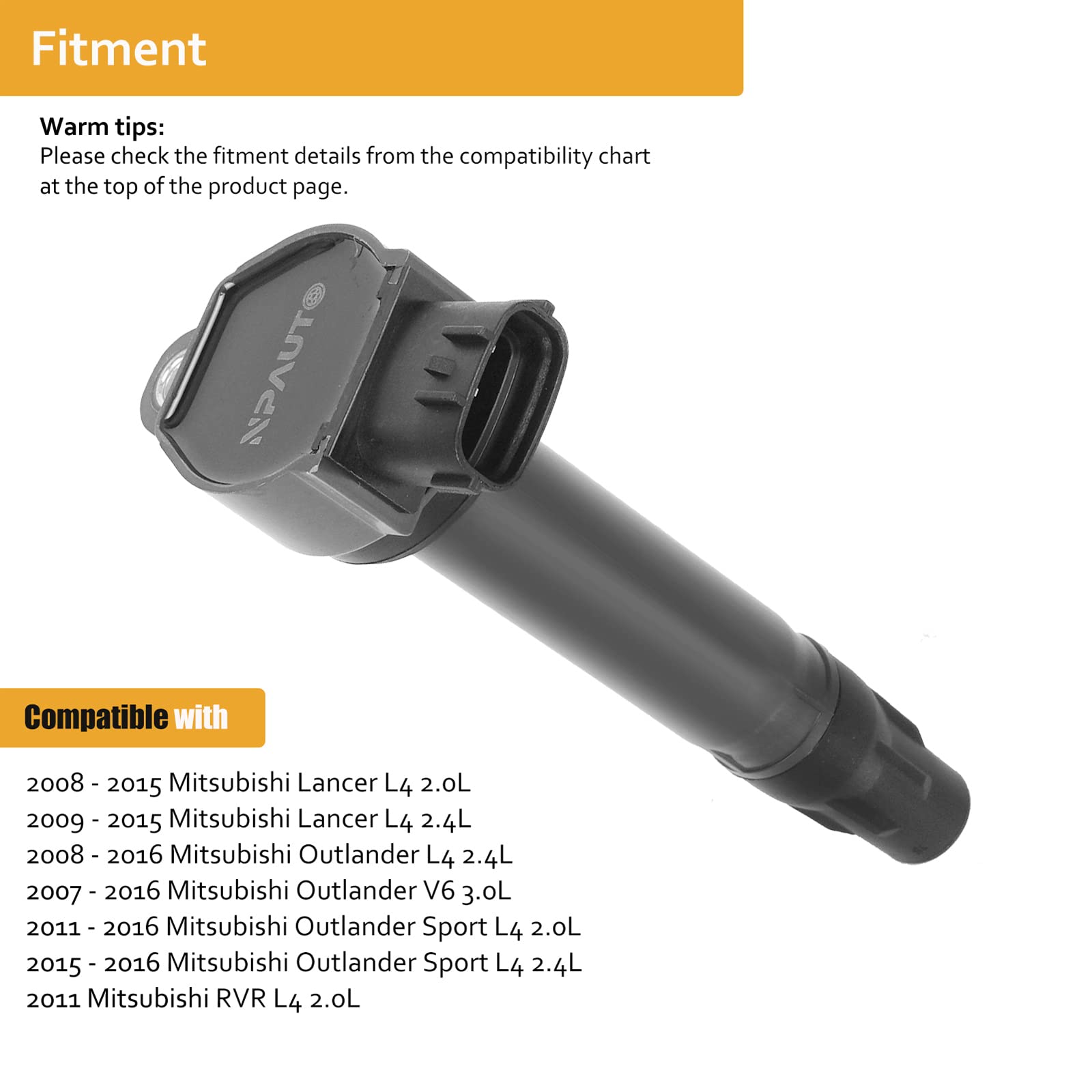 Npauto Ignition Coil Pack Compatible With 2.0 2.4 3.0 2007-2016 Mitsubishi Outlander Sport Lancer 2007 2008 2009 2010 2011 2012 2013 2014 2015 2016, L4 2.0L 2.4L V6 3.0L, Uf-559 Uf-589, Set Of 4