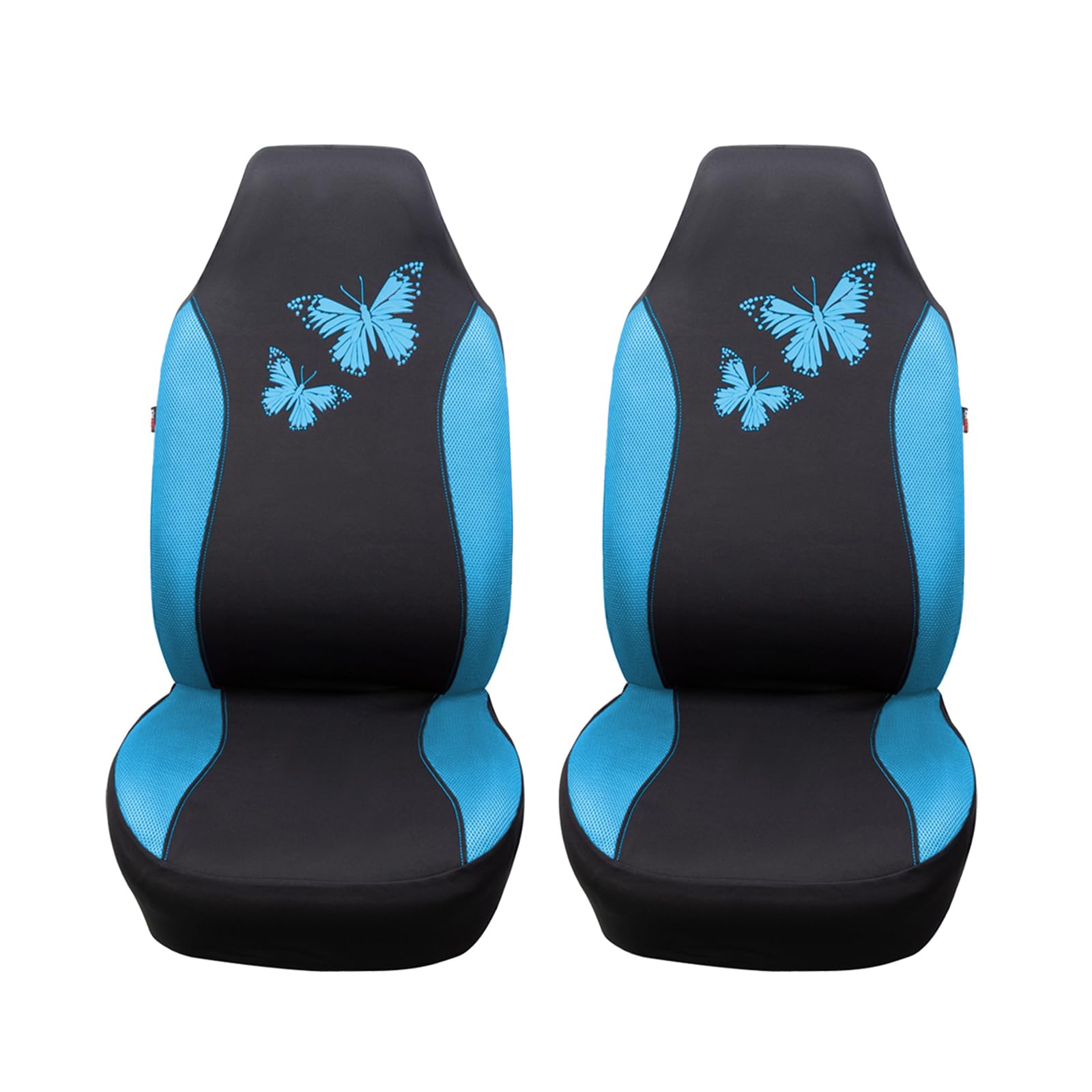 Flying Banner Butterfly Car Seat Covers Ful Set Fashion Universal Lady Woman Female Rear Bench Split Colorized (2 Fronts, Mint B