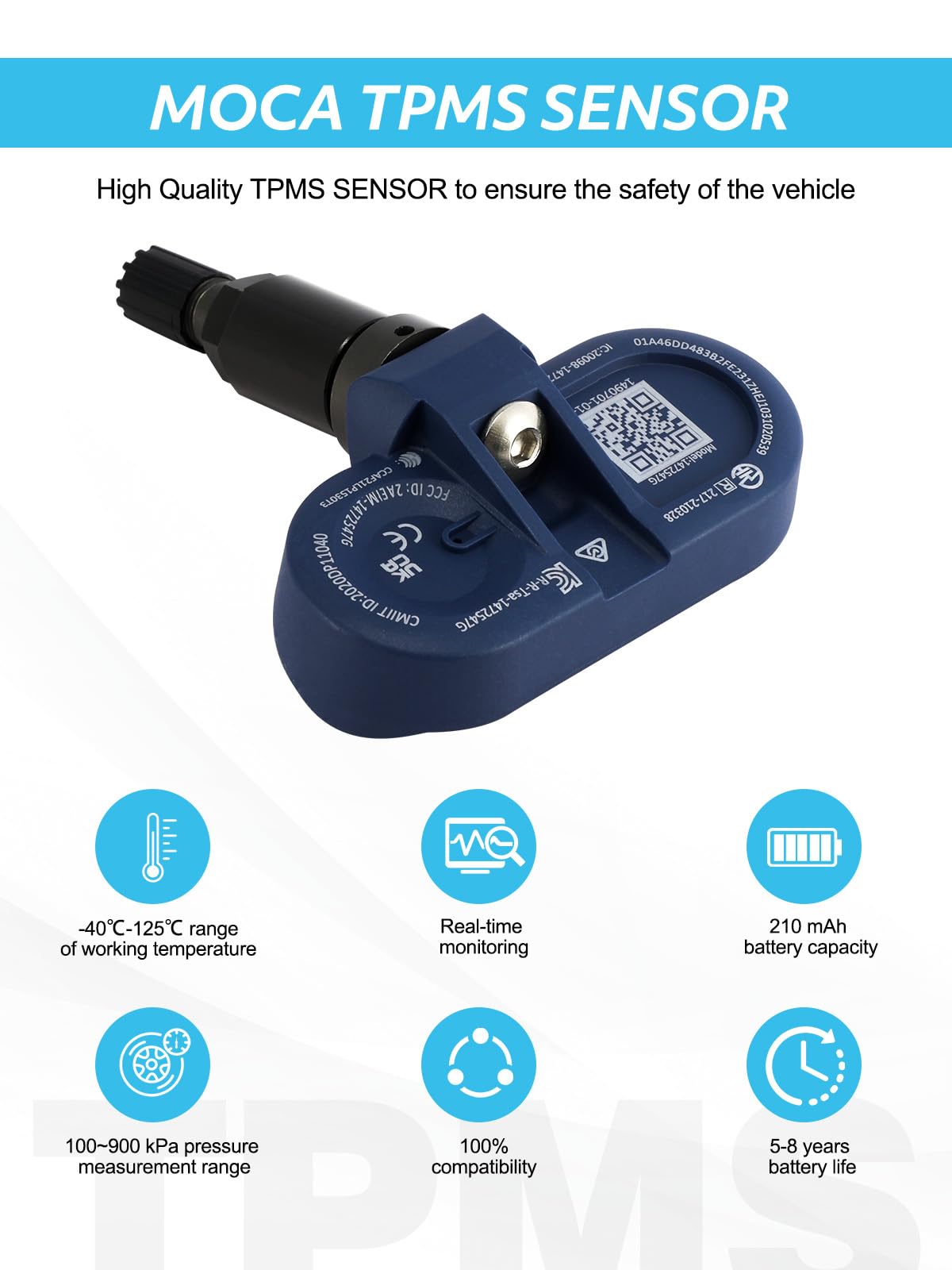 TAUTOY 1 PCS Tesla Bluetooth TPMS Sensor Tire Pressure Monitoring System Sensor Compatible with Model 3, Model Y, Model S, Model