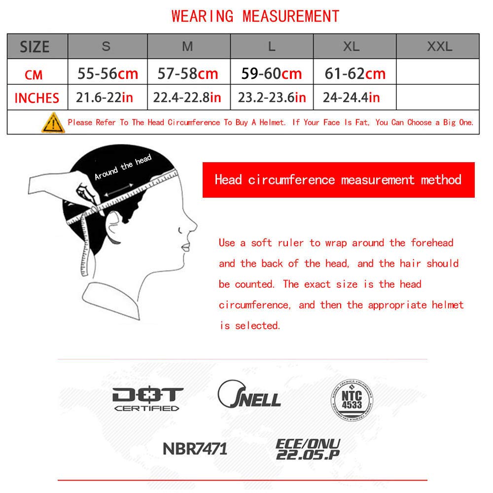 Zjhelm Motorcycle Helmet, Powersports Motorcycle Man Woman Adult Atv Mx Helmet, Dot Certification Standard, Four Seasons (Blue, Large)