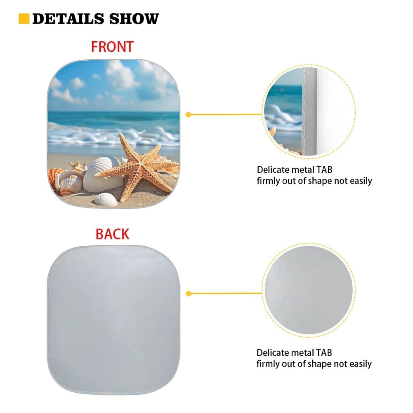 Huisefor Beach Starfish Car Windshield Sunshade Foldable 2 Pieces Car Sun Shade Windshield Reflective Sun Visor Sun Blocker Viso