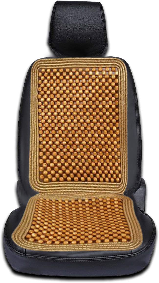 Vaygway Wood Beaded Comfort Seat Cushion Seat Cover - Wooden Beaded Car Seat Cover - Natural Wood Double Strung Beads - Massage 
