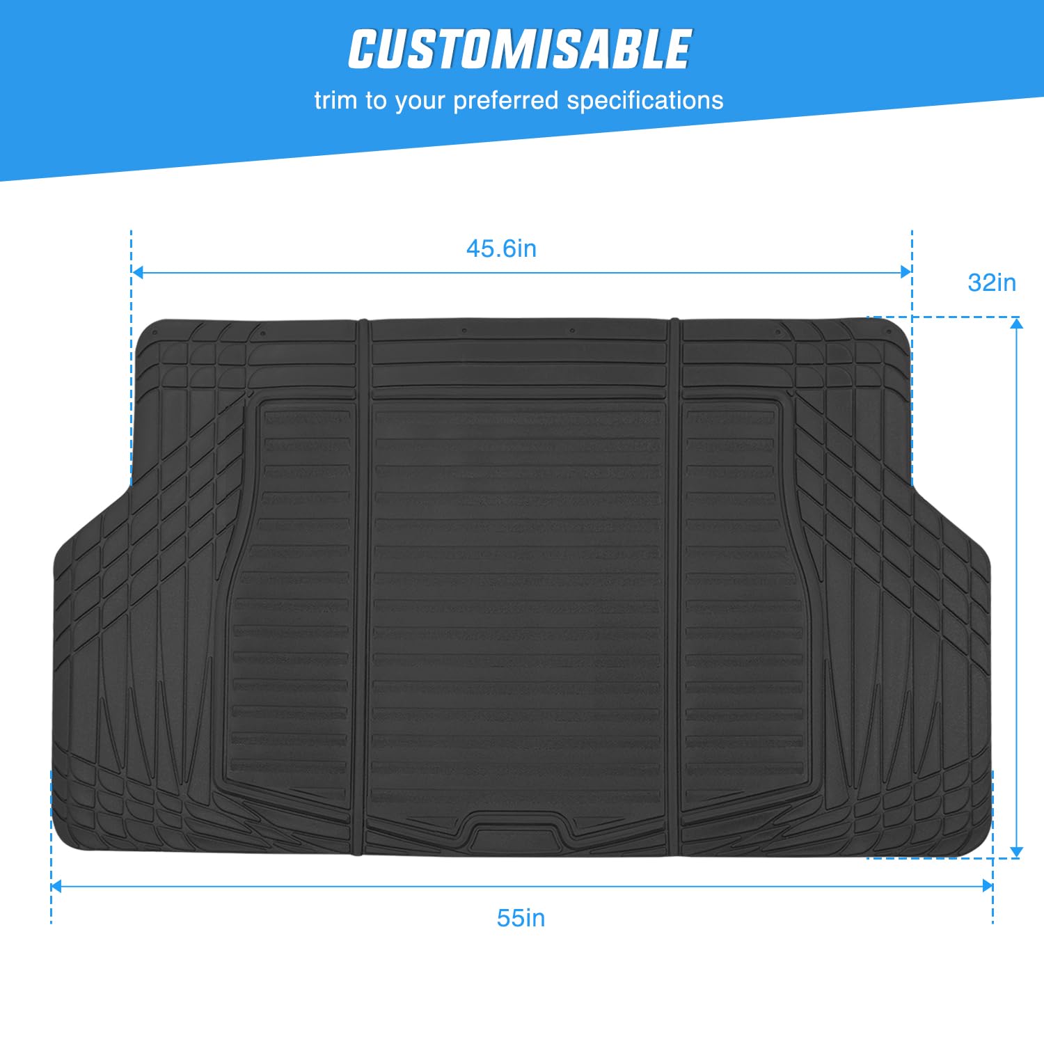 Nilight Rubber Cargo Mats For Cars Trucks Suvs,Universal Trim To Fit For Most Vehicles,All Weather Protection Heavy Duty Cargo L