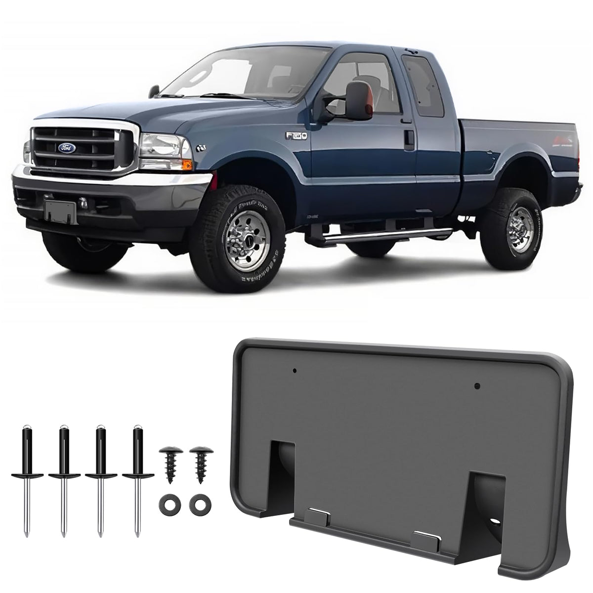 Front License Plate Frame For1999-2004 Ford F250 F350 F450 F550 Super Duty 2000-2004 Ford Excursion Licence Plate Holder Front B