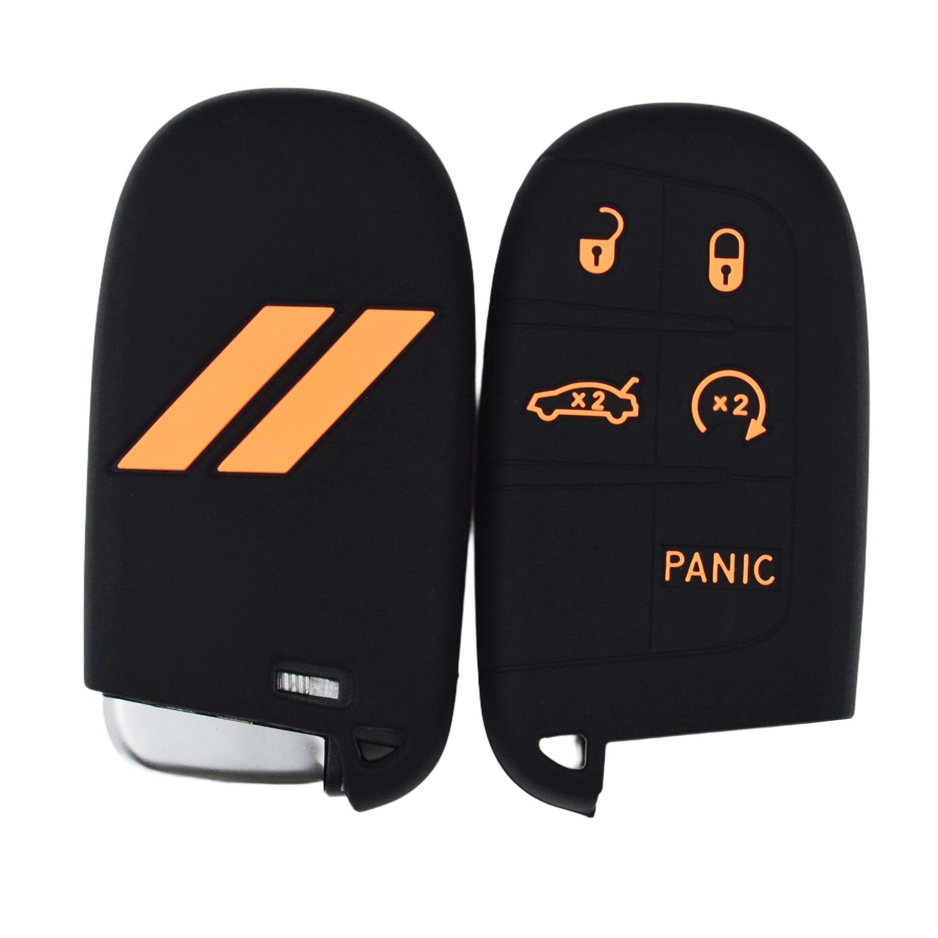Orange // Slash Silicone Key Fob Cover Case for Dodge Charger Challenger SRT Hornet R/T Dart Durango Journey Replacement Remote 