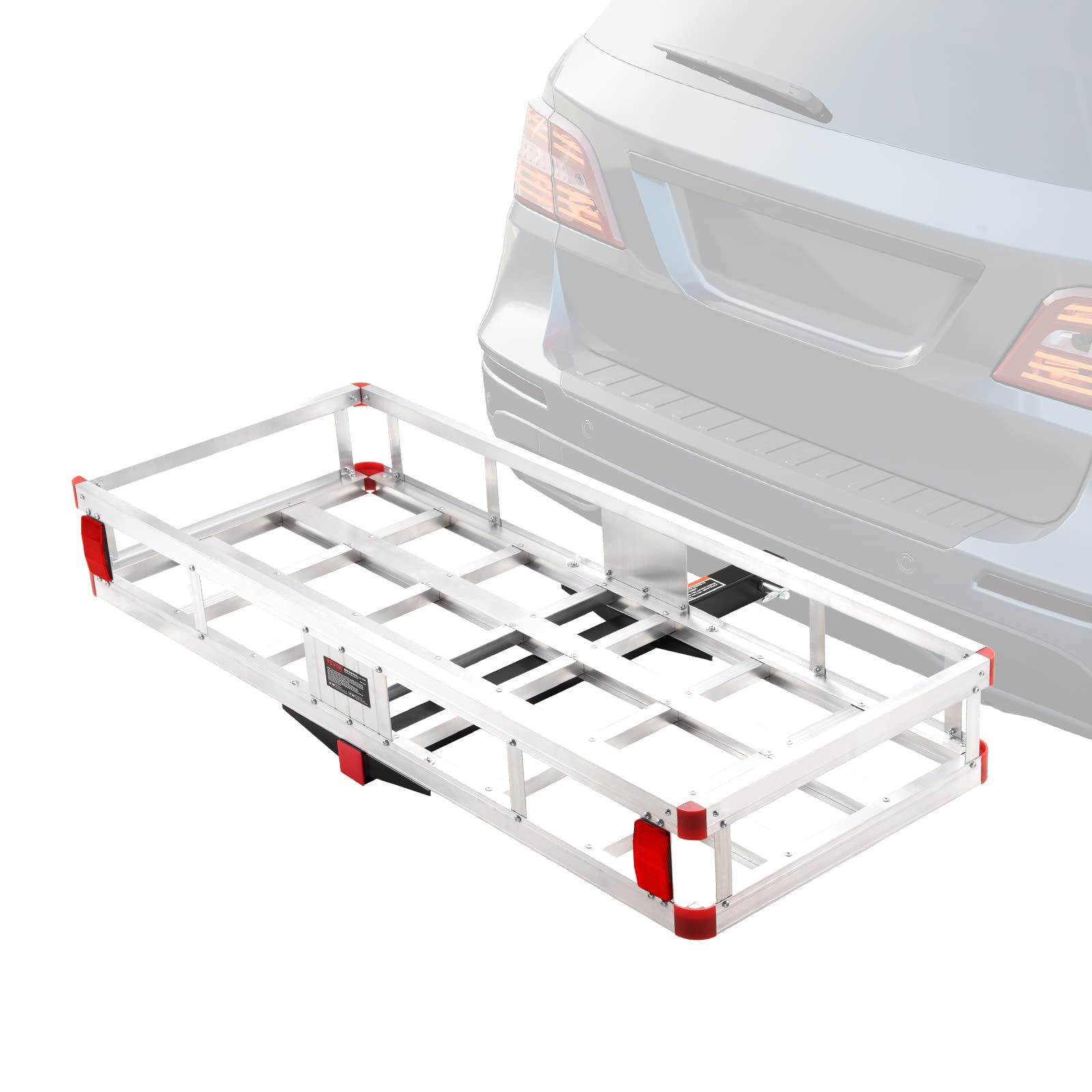 VEVOR 49.4 x 22.4 x 7.1 in Hitch Cargo Carrier, 500lb Capacity Trailer Hitch Mount Aluminum Cargo Basket, Luggage Carrier Rack F