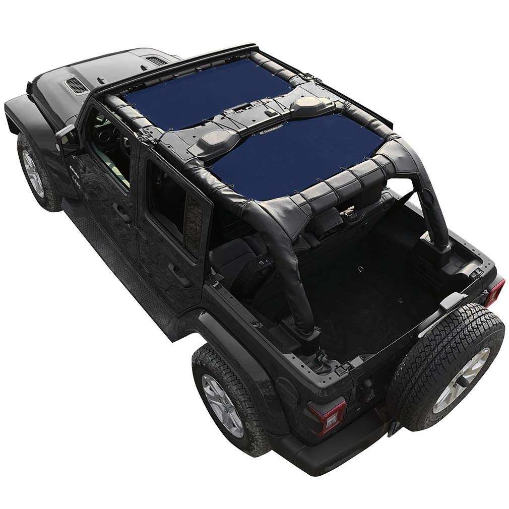 Shadeidea Sun Shade Top For Jeep Wrangler Sunshade Top Jl Unlimited (2018-2023) 4 Door Front And Rear 2 Piece-Navy Blue Mesh Scr