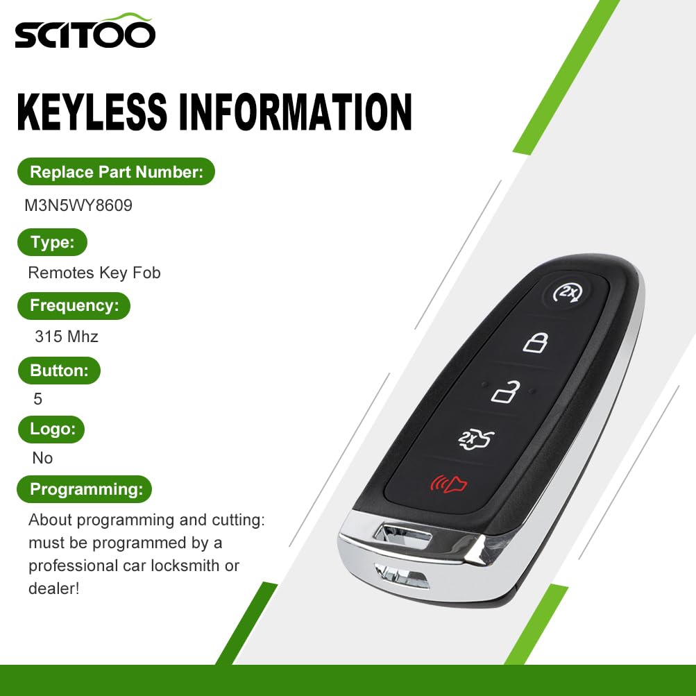 M3N5Wy8609 Keyless Entry Remote Key Fob For Ford C-Max Energi Escape Focus Se And Titanium Focus Maverick 2013-2017 1 Pcs 5 Butt