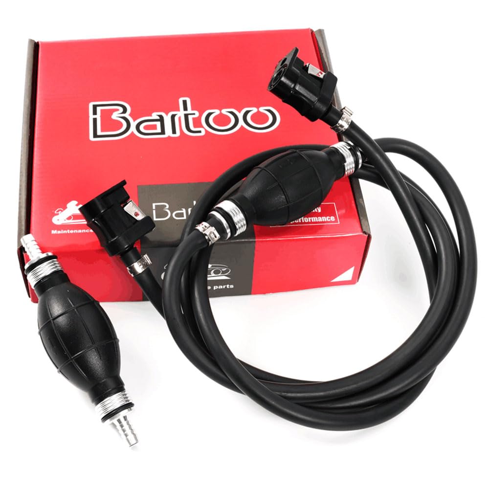 Bartoo Marine Boat Fuel Line Assembly, 5/16'' 8Mm Nylon Braided 7Ft Fuel Hose Line With Connector And Primer Bulb For Yamaha Out