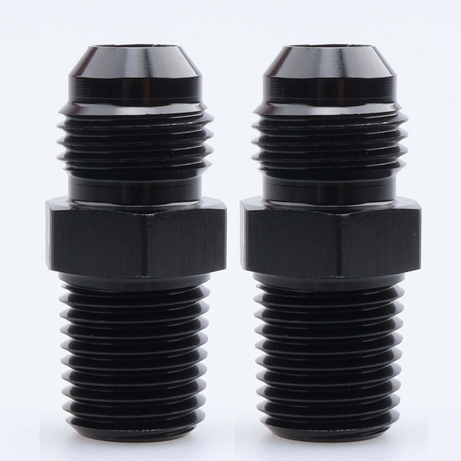 Ac Performance Male 1/4'' Npt To -4 An Flare Adapter Straight Aluminum Black, Pack Of 2