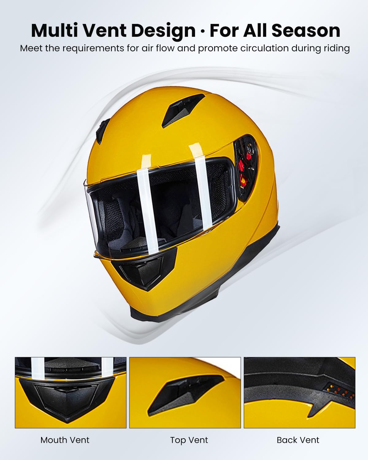Ilm Full Face Motorcycle Street Bike Helmet With Removable Winter Neck Scarf + 2 Visors Dot Model-Jk313 (S, Yellow)