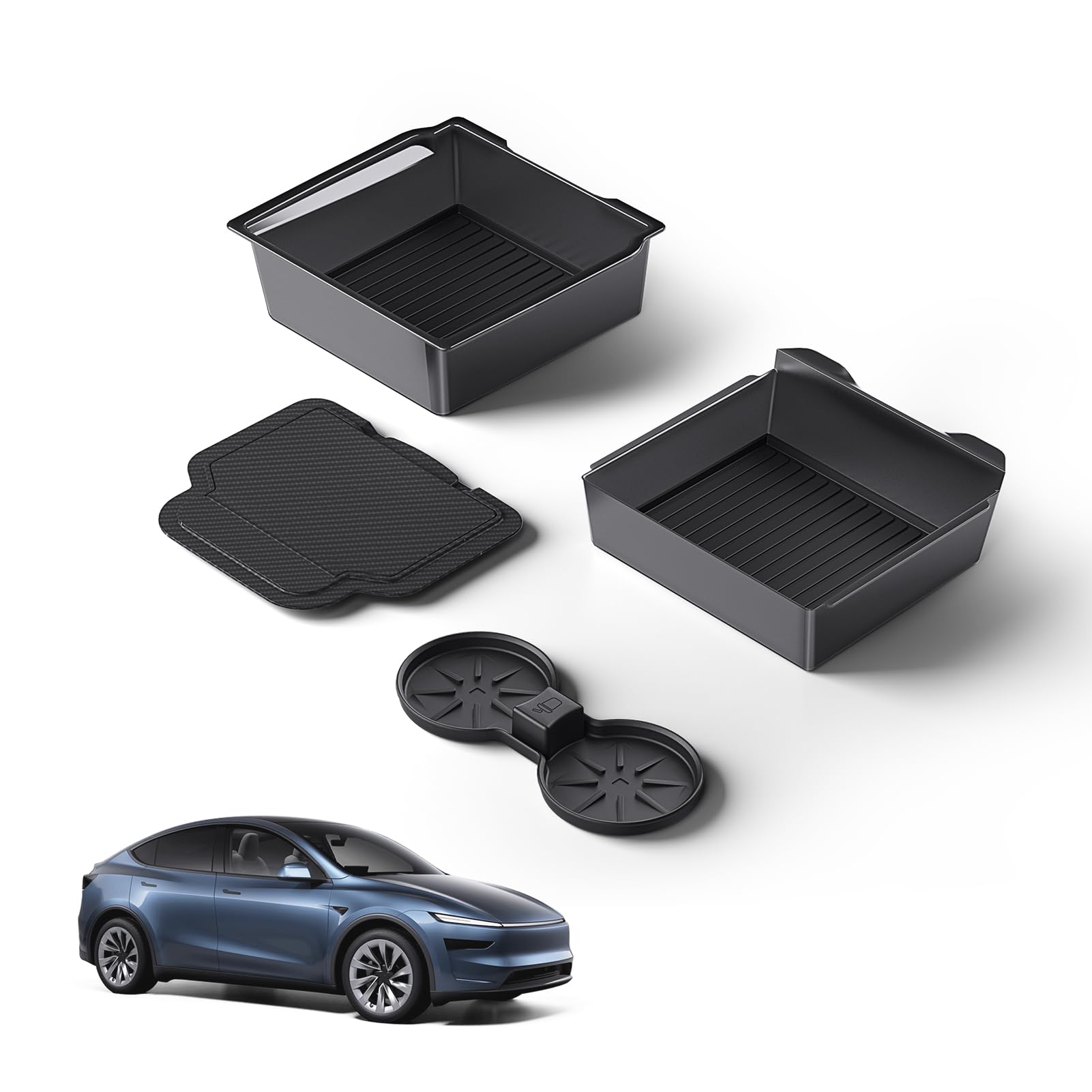 CARENTR Tesla New Model Y Juniper & Model 3 Center Console Organizer (Dual-Layer Storage, Smooth Sliding) - Compatible with Mode