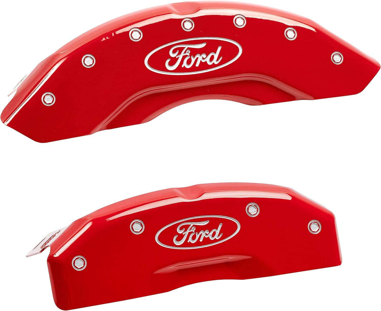 Mgp Caliper Covers - Brake Caliper Covers 2012-2020 Ford F-150 (2015-2020 W/Mechanical Park Brake) - Front And Rear Set - Red