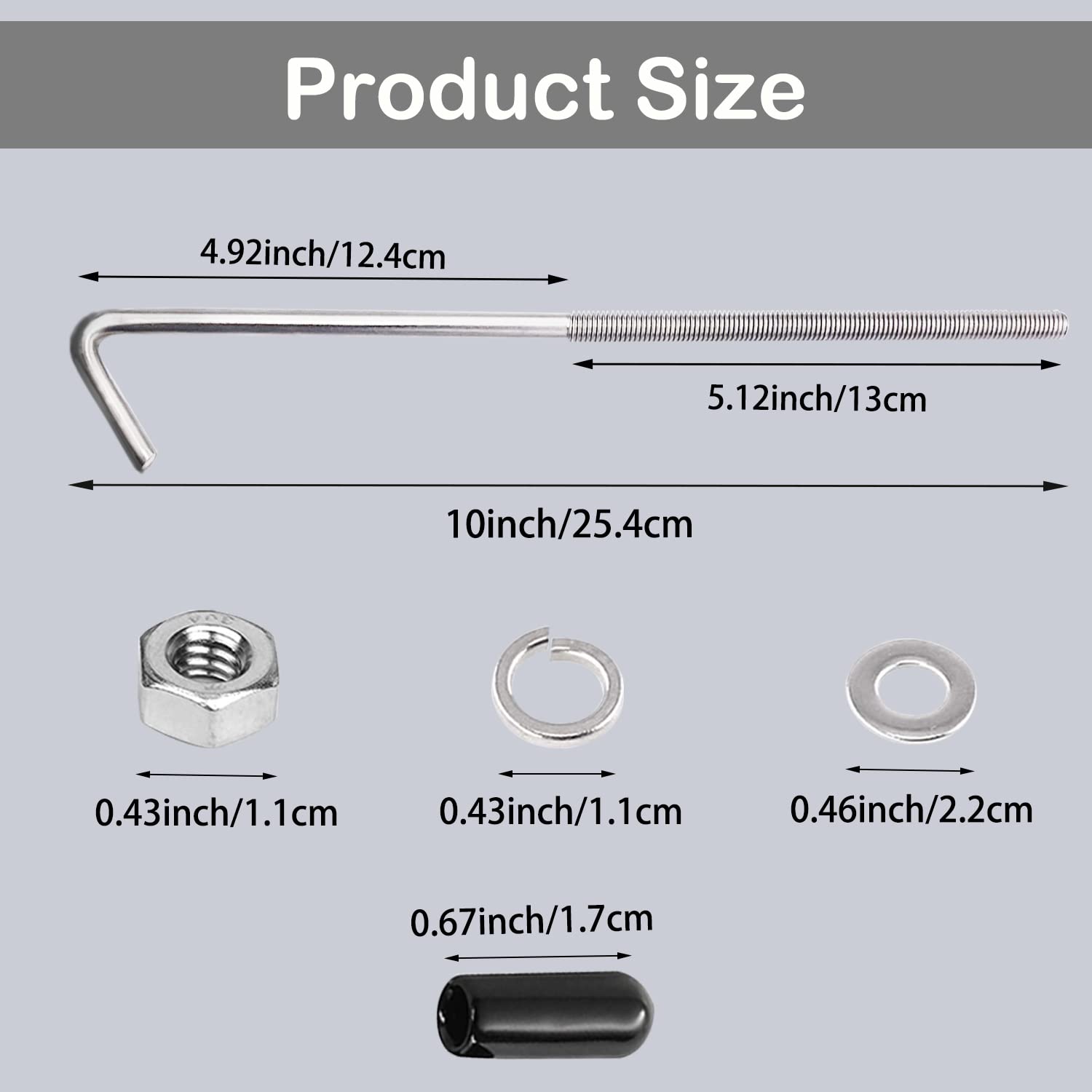 Tnisesm 10-Inch 304 Stainless Steel J Hook Battery Hold Down Bolts