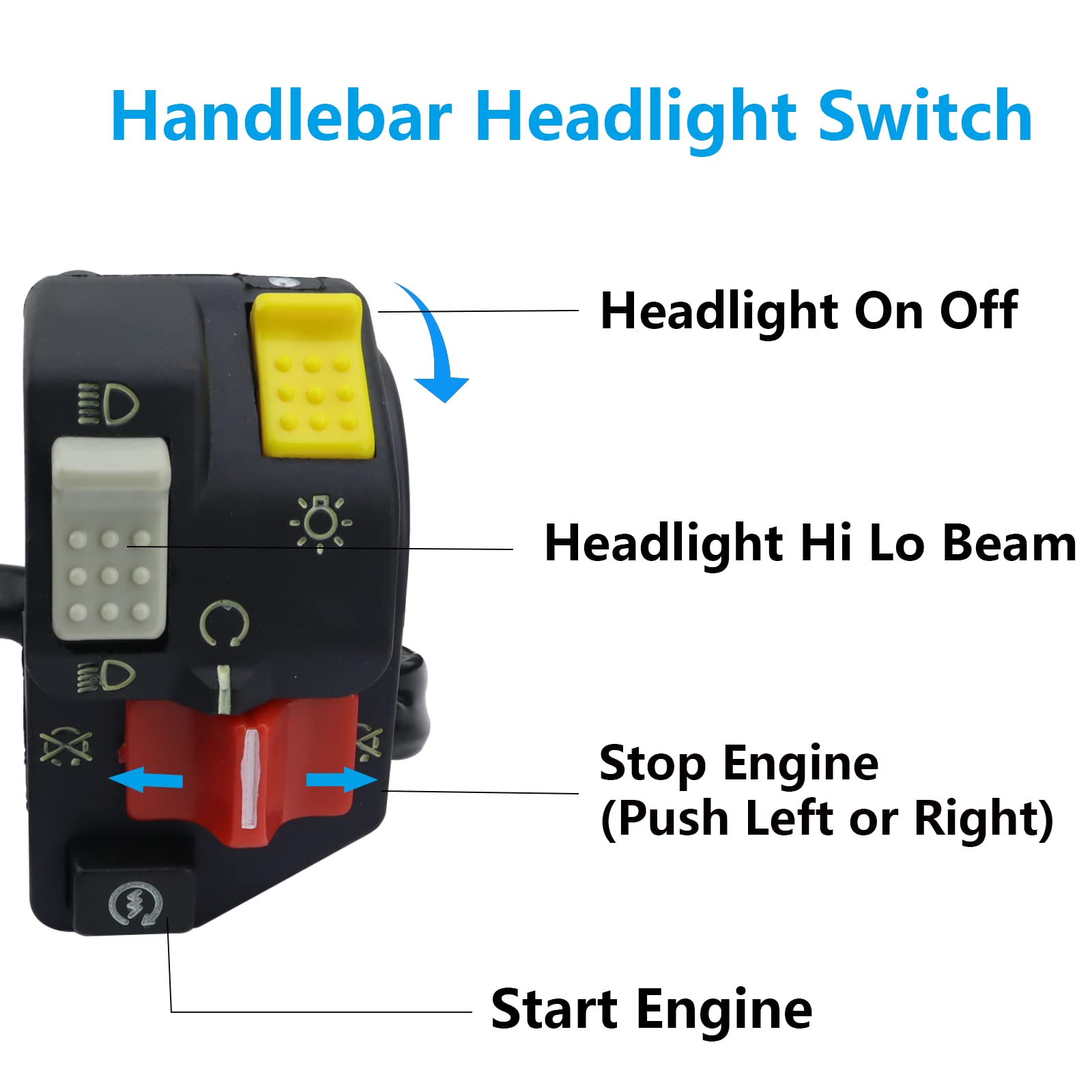 Stabsoli Handlebar Switch Start Stop Headlight & Solenoid Relay & Ignition Switch For Honda Trx400Ex Fourtrax 400Ex 1999-2000, T