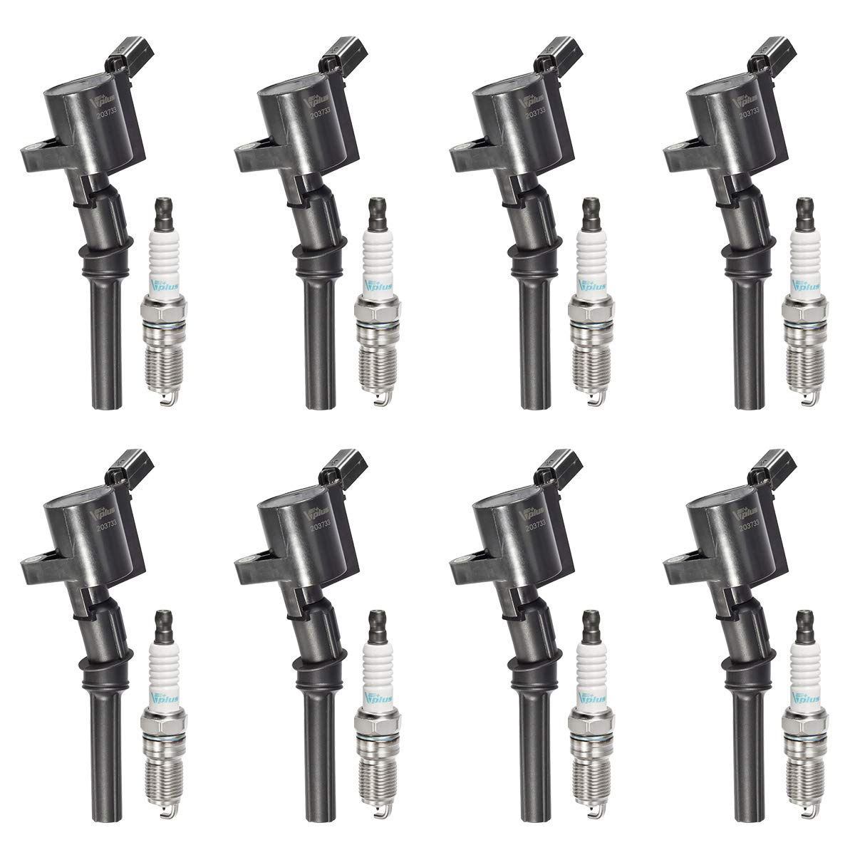Vplus Ignition Coil Dg508 & Spark Plug Sp479 Agsf22Wm Compatible With Ford 4.6L 5.4L V8 Crown Victoria Expedition F150 F250 Must