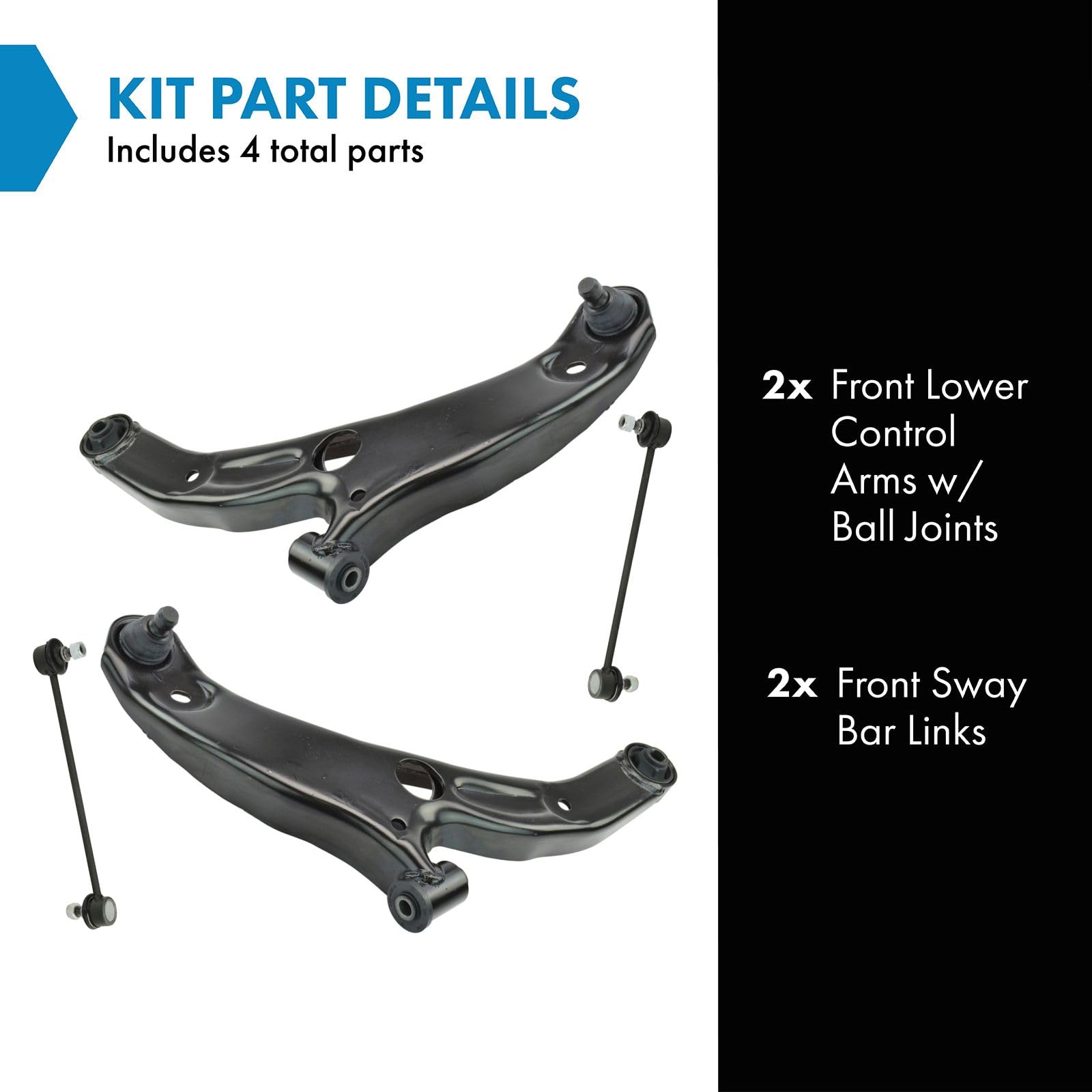 Trq Front Suspension Kit Control Arm With Ball Joint Sway Bar Stabilizer Link Compatible With 2000-2003 Mazda Protege 2002-2003