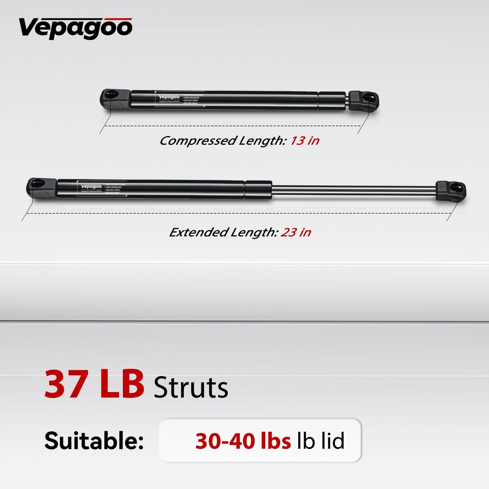 C16-20877 23 Inch 37Lbs/165N Per Gas Strut Shock Lift Support For Truck Bed Cover Pickup Cab Shell Window Lift And Other Heavy D