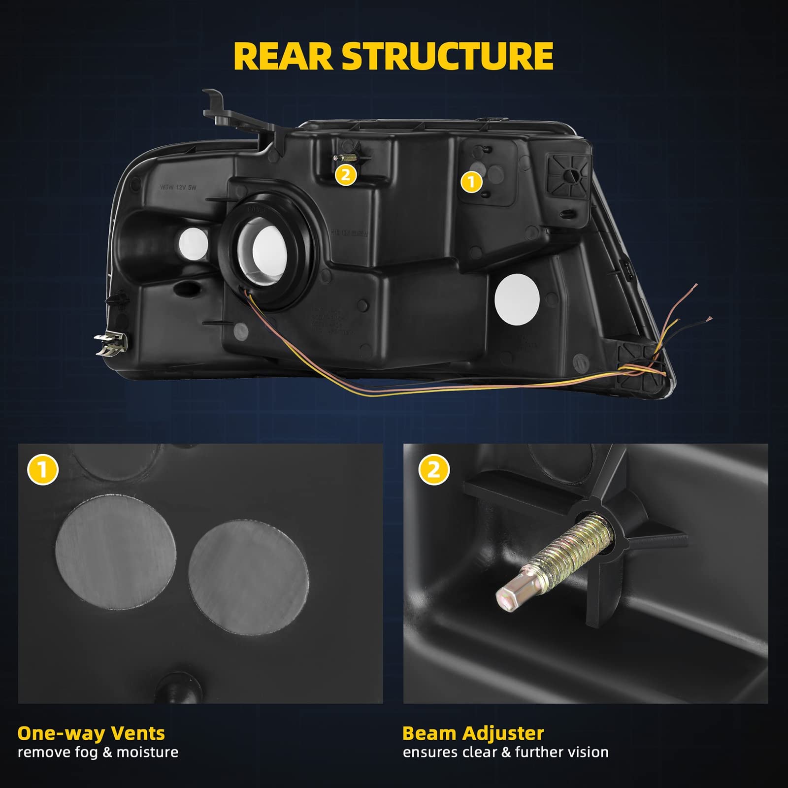 Dwvo Headlights Assembly Compatible With 2004 2005 2006 2007 2008 Ford F-150/2006-2008 Lincoln Mark Lt Headlamp With Led Drl Rep