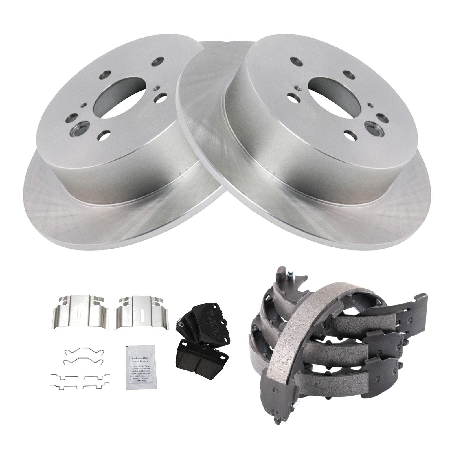 Trq Rear Ceramic Brake Pad & Rotor Kit Compatible With 2004-2005 Toyota Rav4