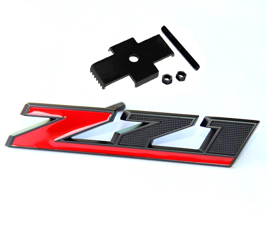 Yoaoo 1X Matt Black Red Grille Z71 Emblem Badge Compatible With Silverado 1500 2500Hd Sierra Tahoe Suburban 3D