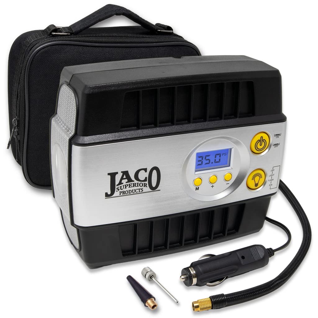 Jaco Smartpro 12V Tire Inflator Air Compressor - Portable Automatic Digital Tire Pump (Max 100 Psi, 12-Volt Dc)