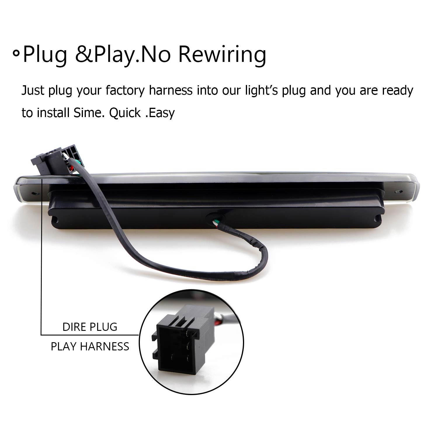 Tresound For 1994-2001 Dodge Ram 1500/2500/3500 Third 3Rd Led Brake Light Cargo Lamp High Mount Brake Light Replacement (Black+ Smoke Lens)