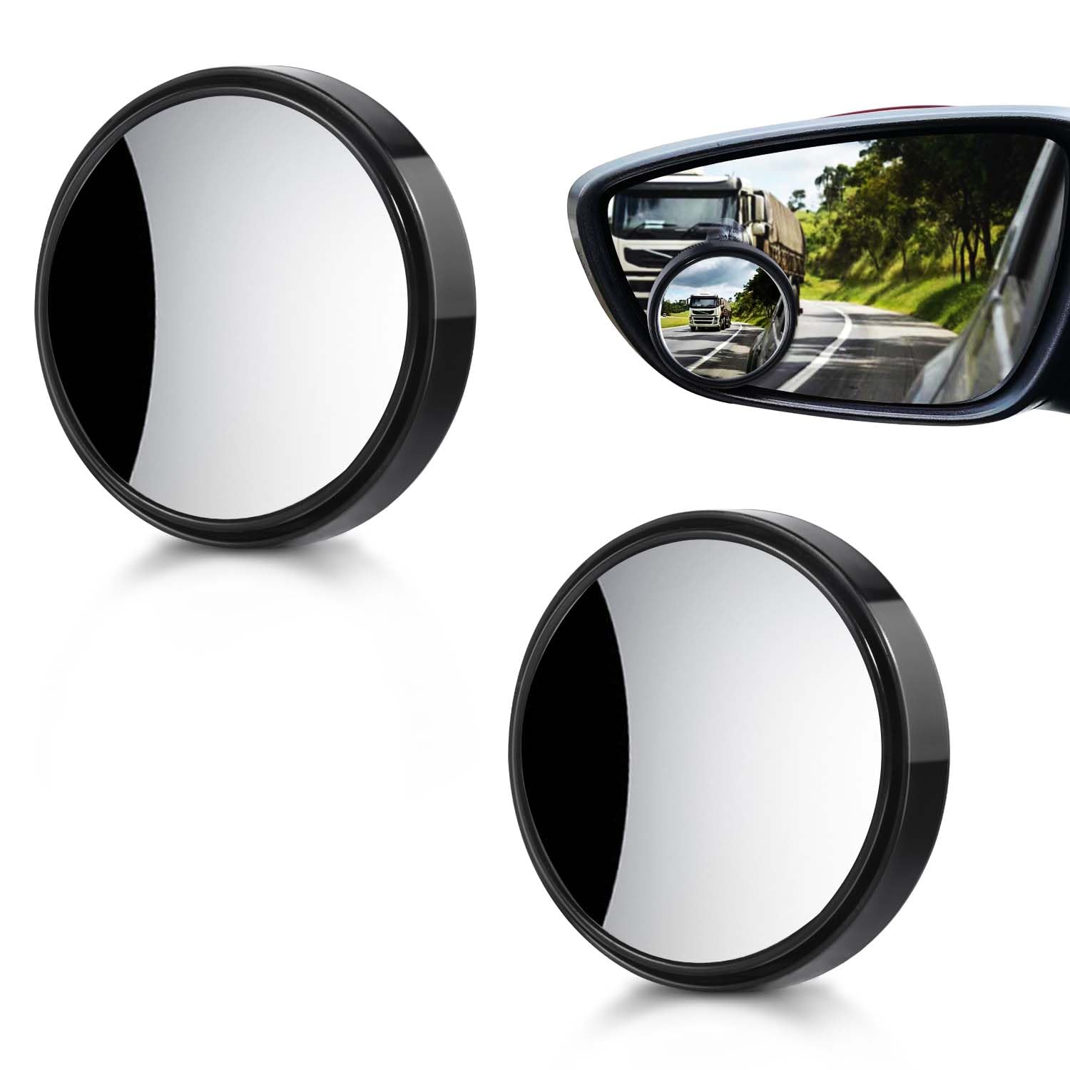 Obtanim 2 Pack Blind Spot Mirror 2 Inch Angle Adjustable Hd Glass Round Side Rear View Convex Mirror Accessories With Frame For