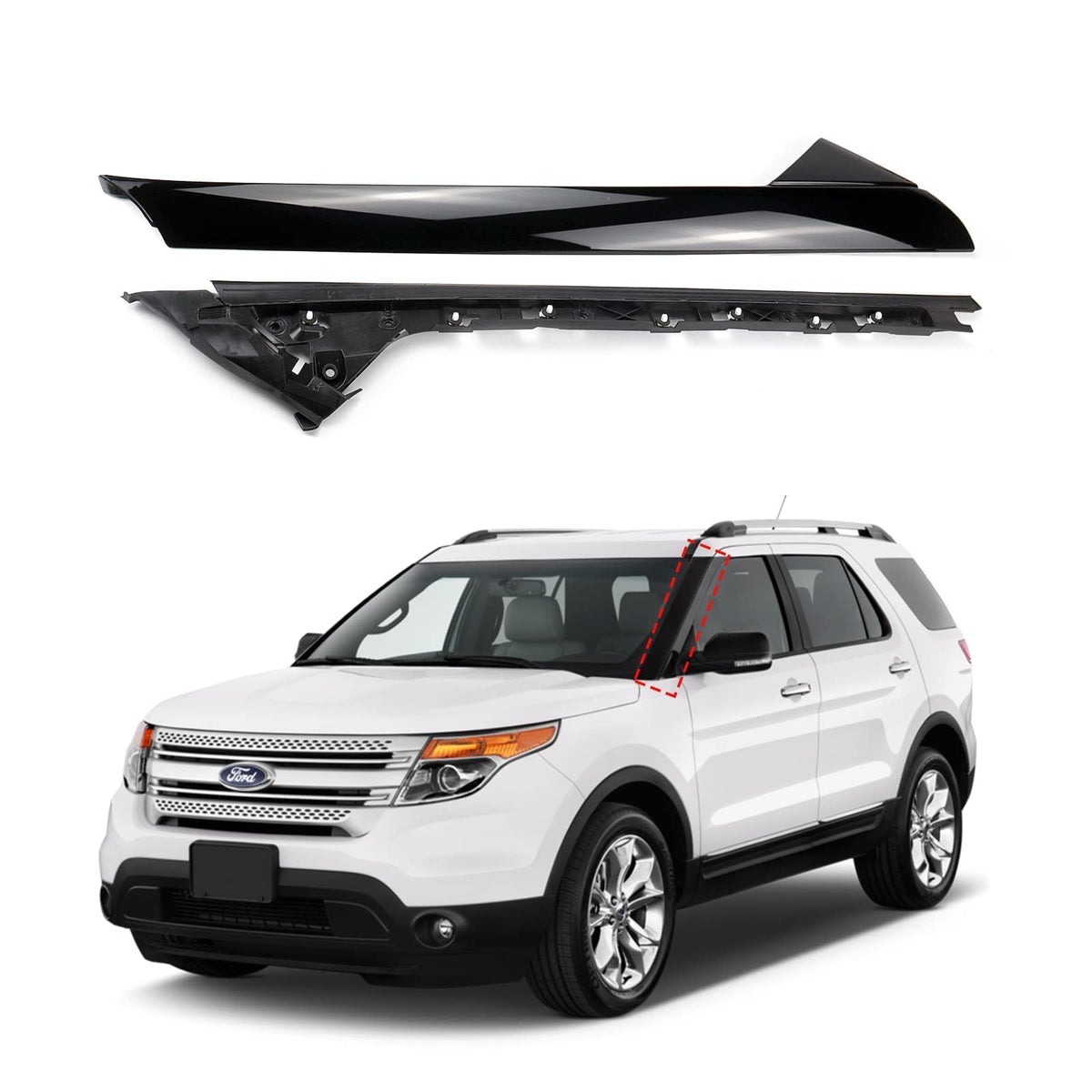 AIWGIW Windshield Pillar Trim Panel Molding Compatible with Ford Explorer 2011-2019 Replaces BB5Z7803136AA BB5Z-7803136-AB 926-4