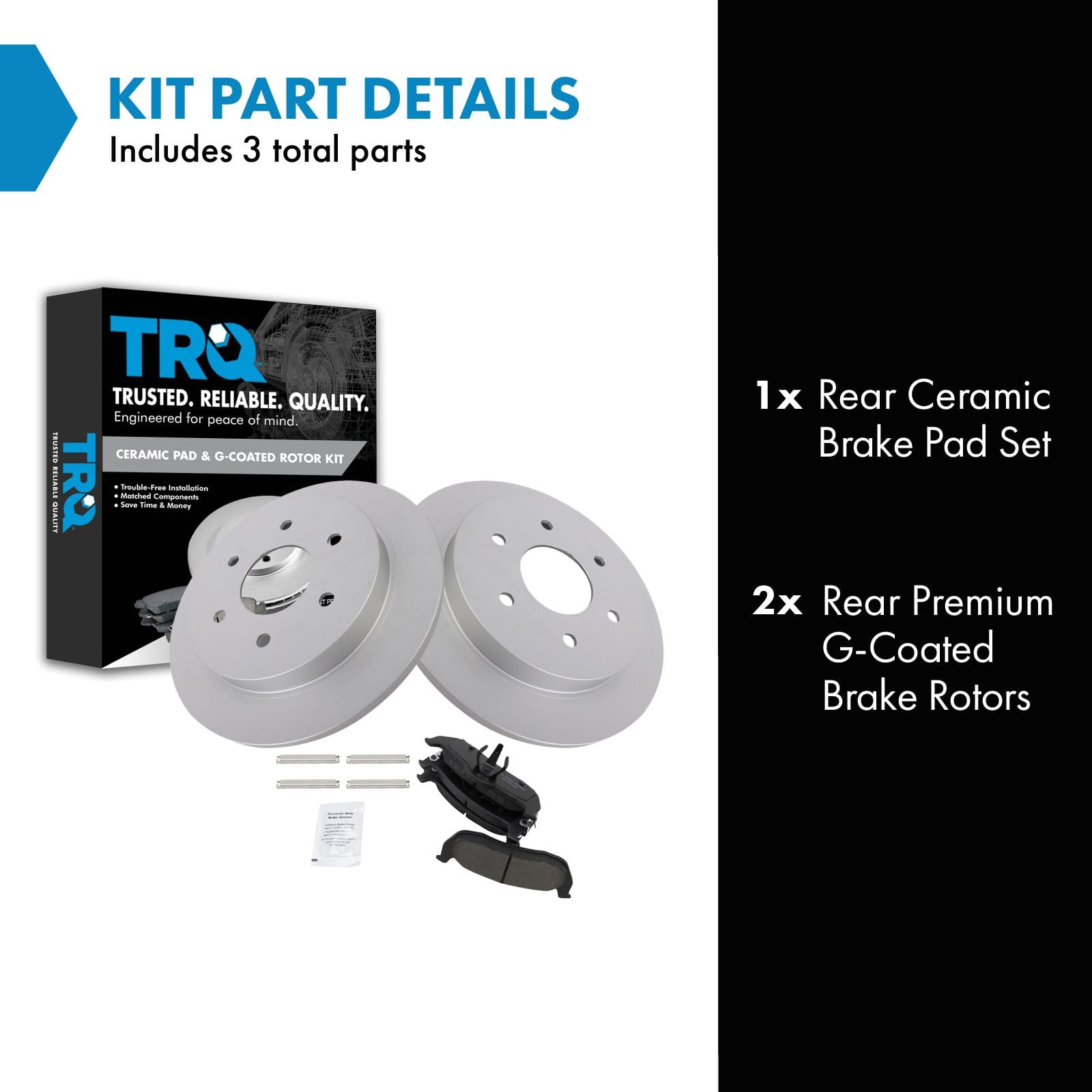 Trq Rear Brake Pad & Rotor Kit Brake Pads Brake Rotor Ceramic Premium G-Coated Compatible With 2004-2010 Infiniti Qx56 2005-2015
