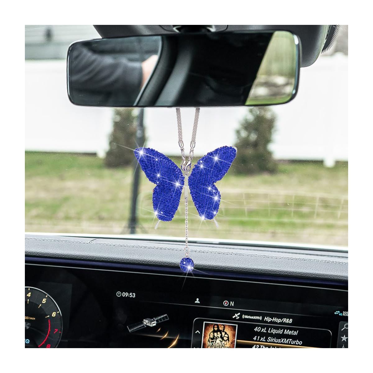 Zipelo Bling Butterfly Diamond Car Accessories, Crystal Car Rear View Mirror Charms For Women, Car Decoration Lucky Gifts Hangin