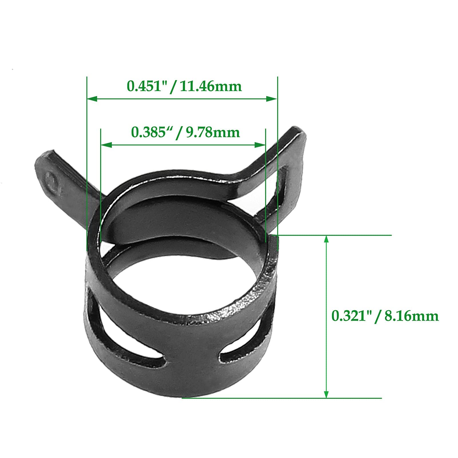 Rierdge 40 Pcs 2/5 Inch Id Spring Band Type Clamps, 10Mm Fuel Hose Clamps Fasteners, Black Spring Hose Clip For Fuel Hose Line W