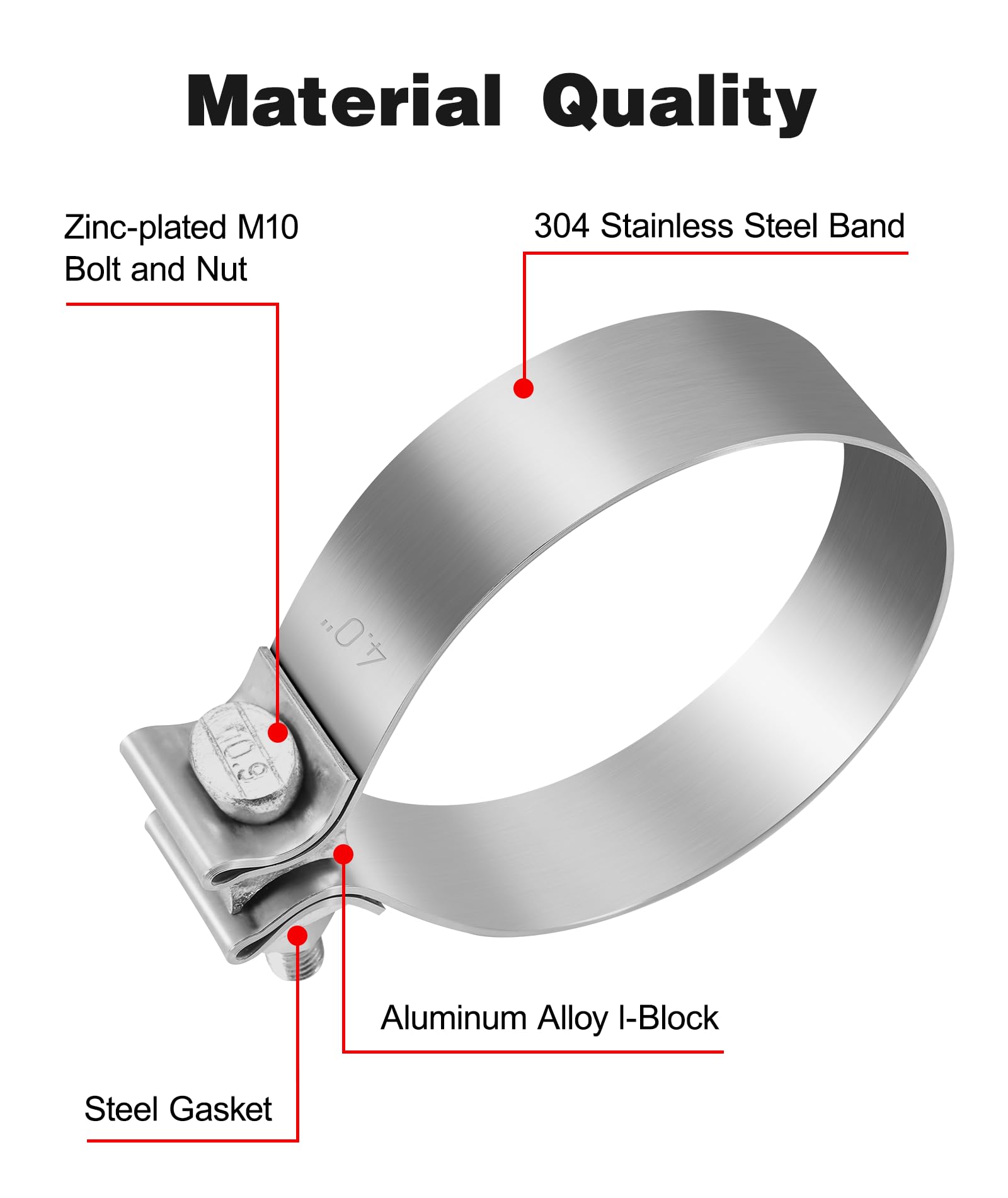 Evil Energy 4.0 Inch Exhaust Clamp,Narrow Band Muffler Clamp Stainless Steel For Pipes,Mufflers,Catalytic Converters 2Pcs