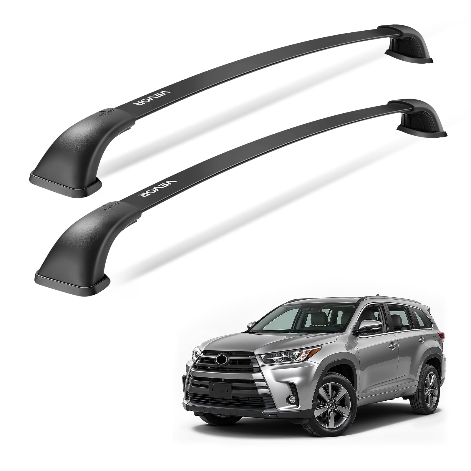 VEVOR Cross Bars Roof Racks, 165lbs Capacity, Compatible with Toyota Highlander 2014-2019 XLE, Limited, SE with Flush Roof Rails