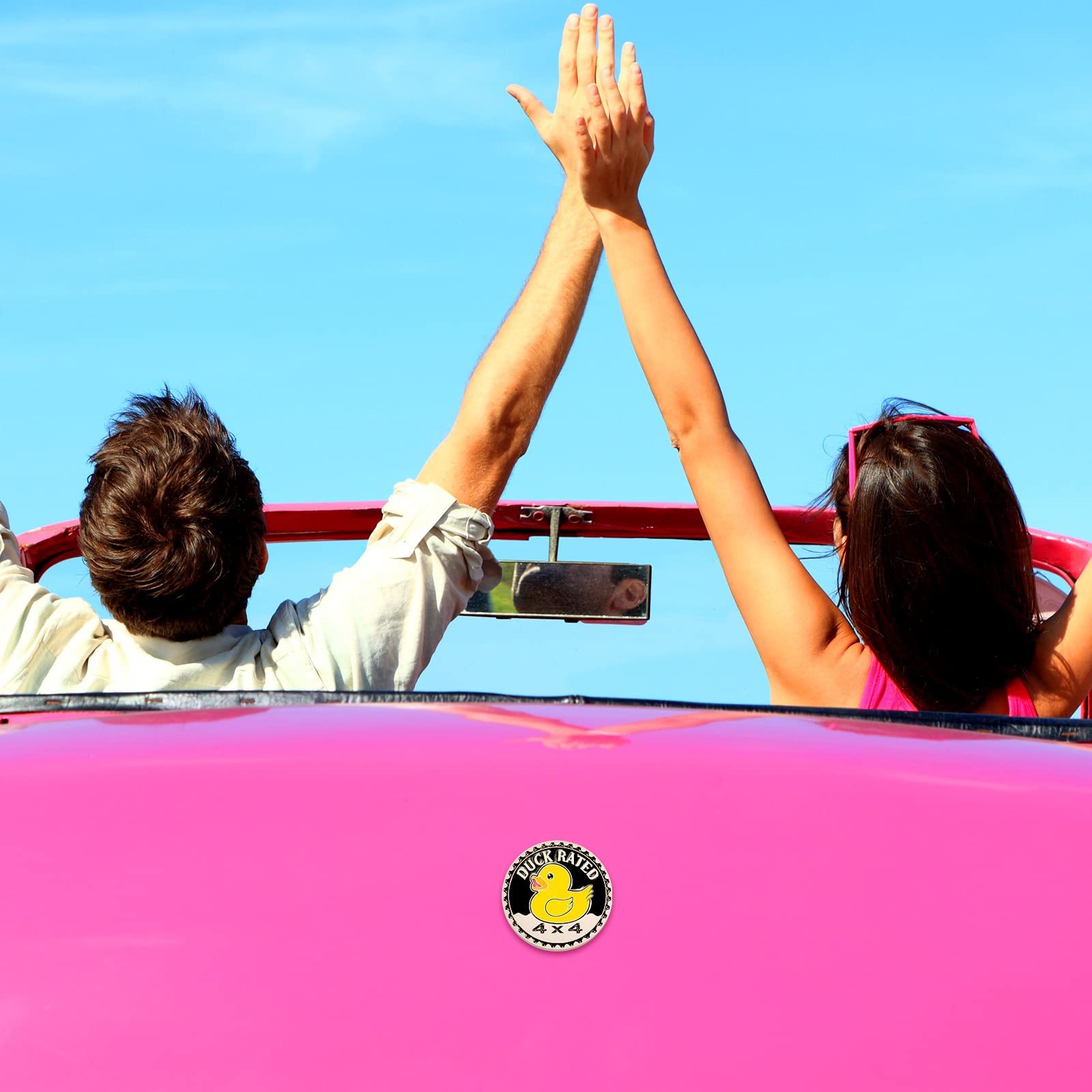 Duck Rated Car Emblem 4 X 4 Metal Automotive Badge 3D Metal Car Badges Emblems Round Emblem Decals Car Badge Decals Stickers Compatible With Vehicles Trucks Suv Rv Decorations (Yellow)