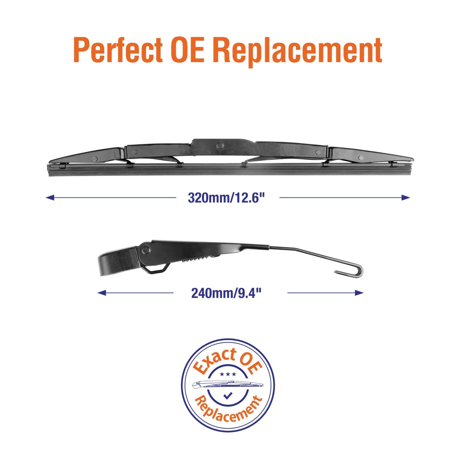 Wowiper Rear Wiper Arm With Blades Assembly For Honda Crv 2016 2015 2014 2013 2012, Genuine Oe Back Windshield Wiper 76720-T0A-0