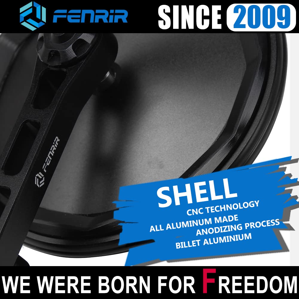 Fenrir Motorcycle Handlebar Bar End Mirror Cnc Aluminum Black Round Cafe Racer Foldable Anti-Vibration Anti-Glare Large Field Of