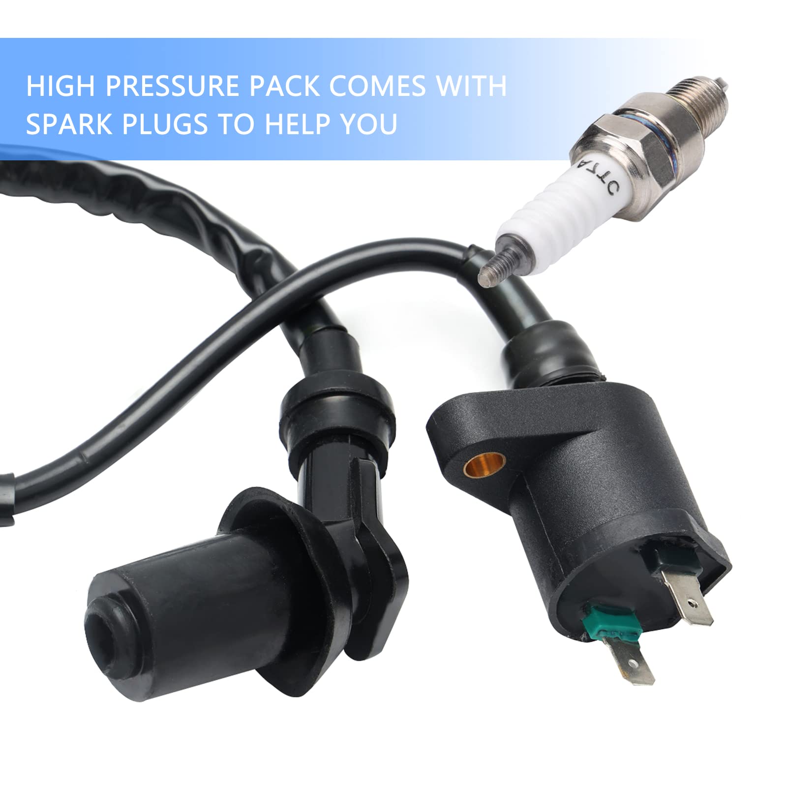 Mayspare Ignition Coil + Spark Plug Compatible With Gy6 50Cc 150Cc 125Cc 150Cc Atv Moped Scooter Go Kart High Performance Racing Ignition Coil