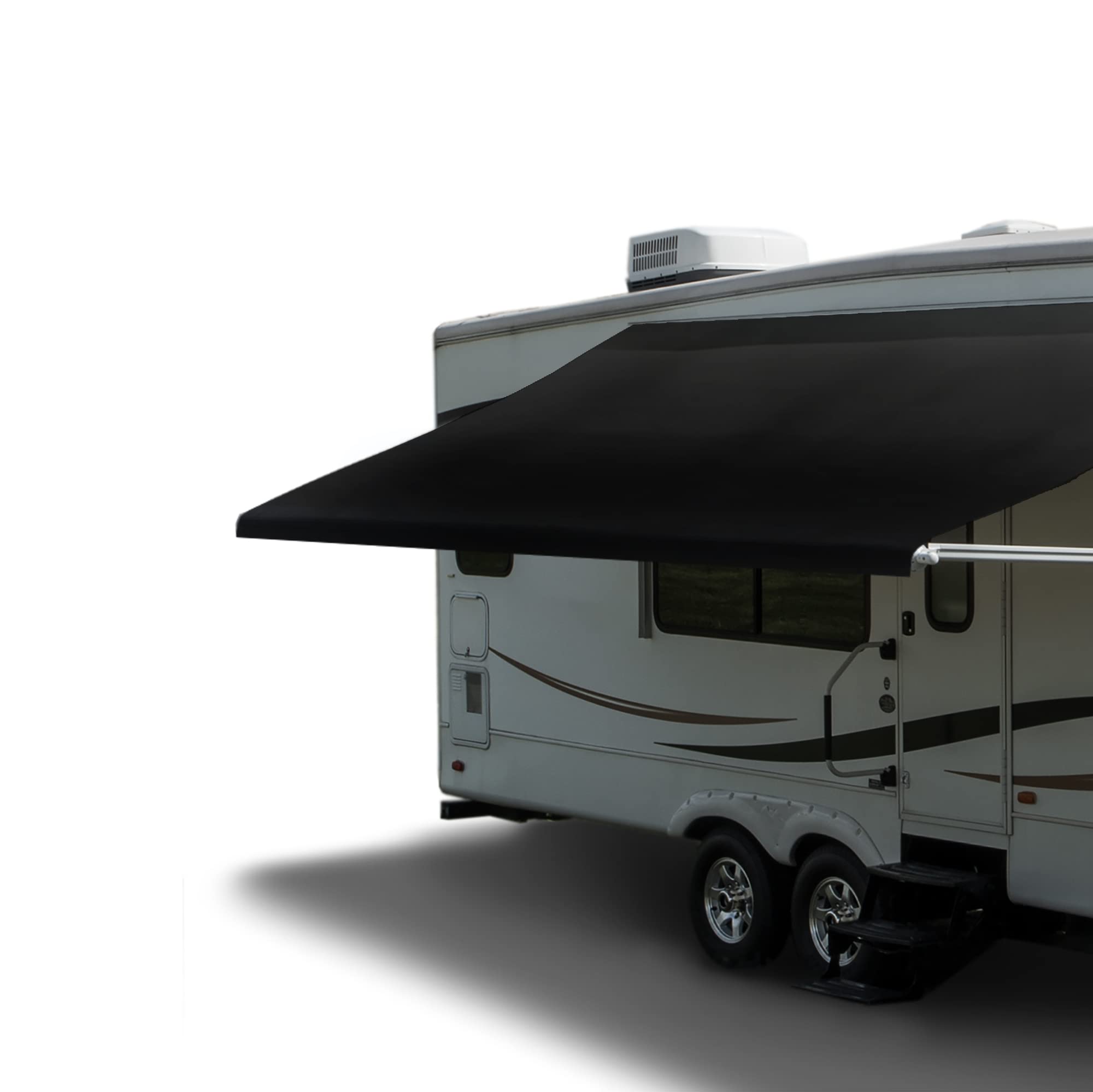 RecPro RV Awning Fabric Replacement | Universal Fit | 8-22ft Sizes | Heat Sealed Vinyl (10 - Actual Width 9 1, Solid Black)