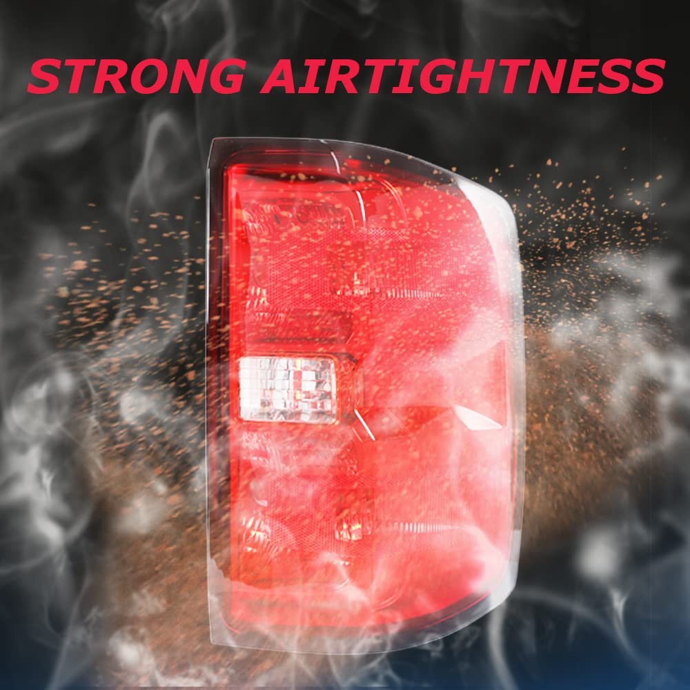 Pit66 Tail Lights Assembly W/O Bulbs, Compatible With 2014-2019 Chevy Silverado/2015-2019 Gmc Sierra Tail Lamp Passenger Side Red Lens