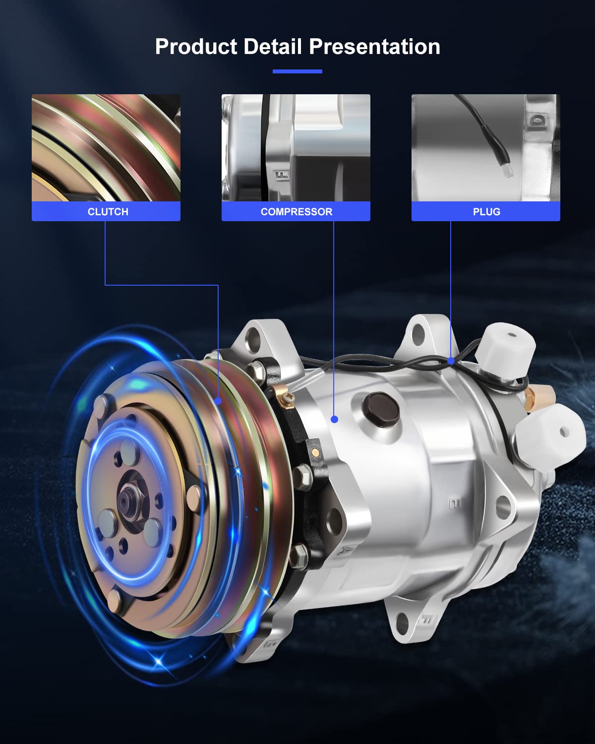 Eccpp A/C Compressor 1985-1986 Fit For Jeep Cj7 2.5L 1987-1990 For Jeep Wrangler 2.5L Ac Compressor With Clutch