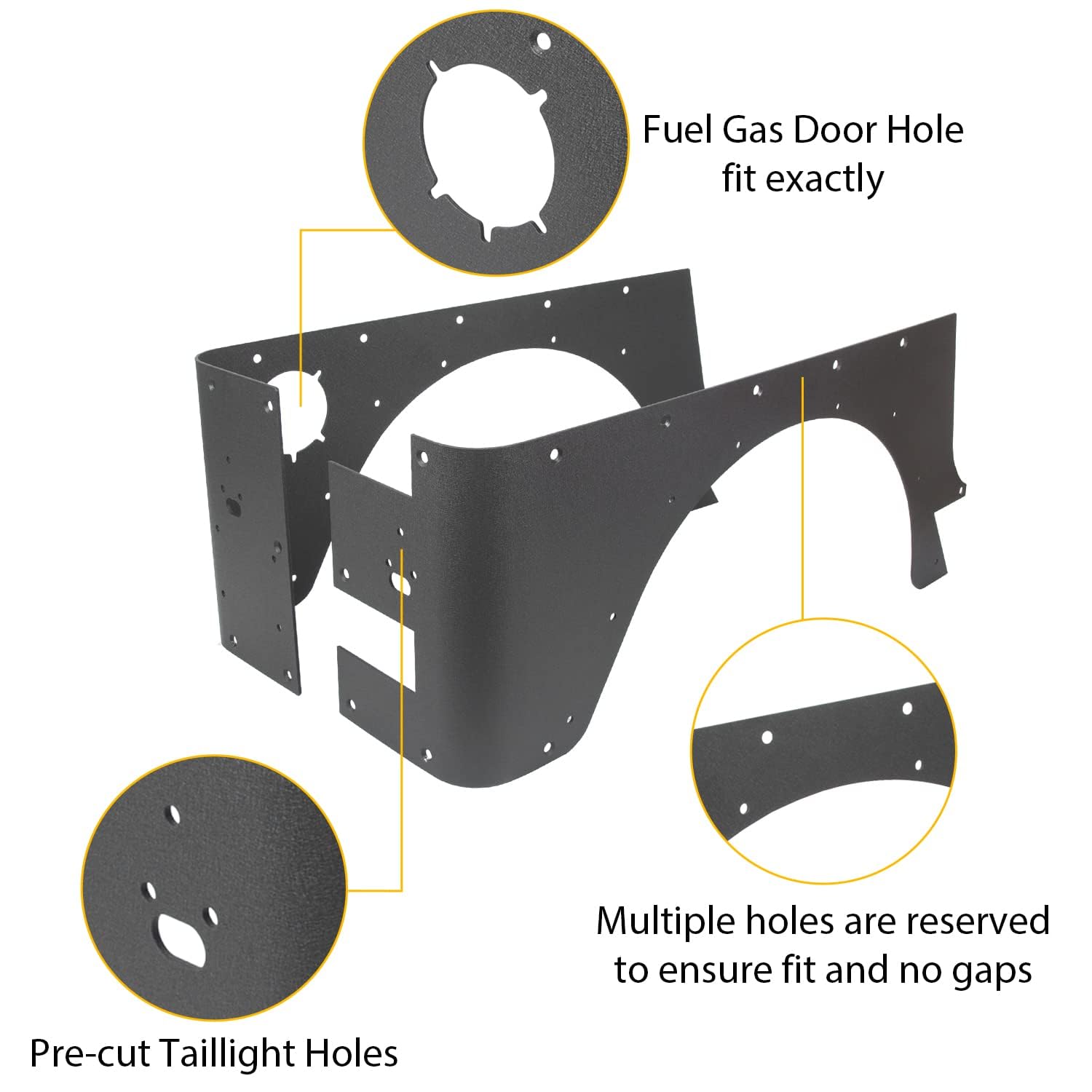 KUAFU Rear Corner Rocker Guards Compatible with 1997-2006 Jeep Wrangler TJ, Rear Body Armor Quarter Panels Tail Light Trim Cover