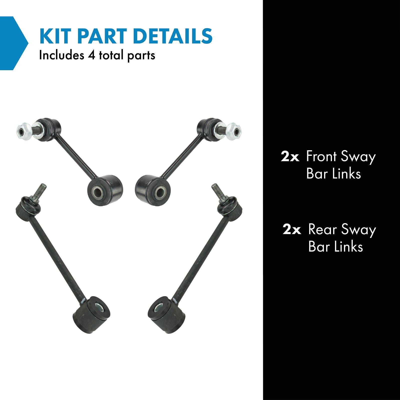 Trq Front & Rear Sway Bar Stabilizer Link Set Compatible With 2007-2017 Jeep Wrangler 2018 Wrangler Jk