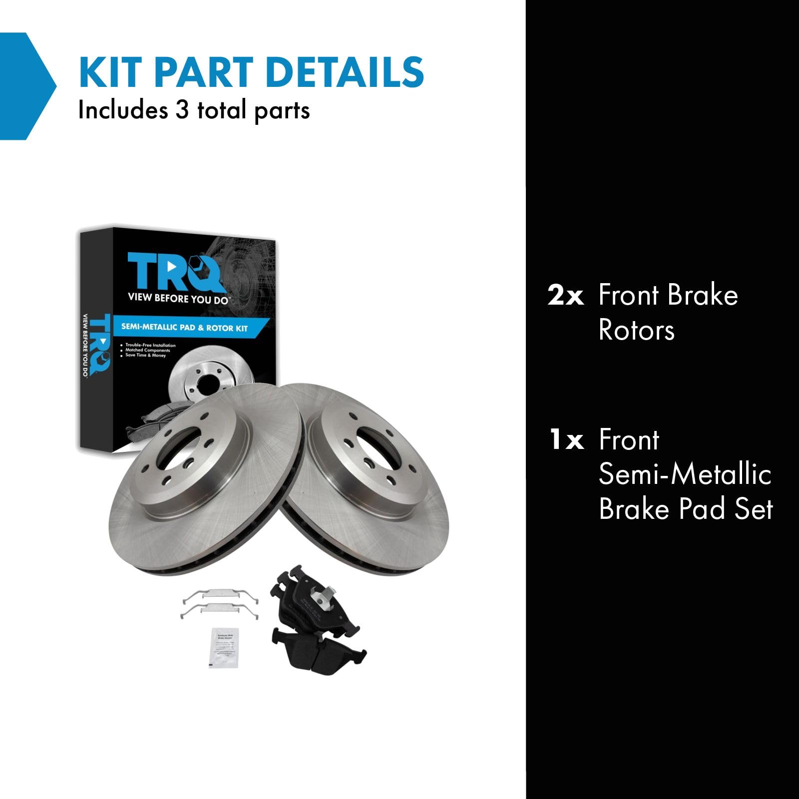 Trq Front Brake Pad & Rotor Kit Brake Pads Brake Rotor Semi-Metallic Compatible With 2001-2006 Bmw 330Ci 2001-2005 330I 330Xi 20