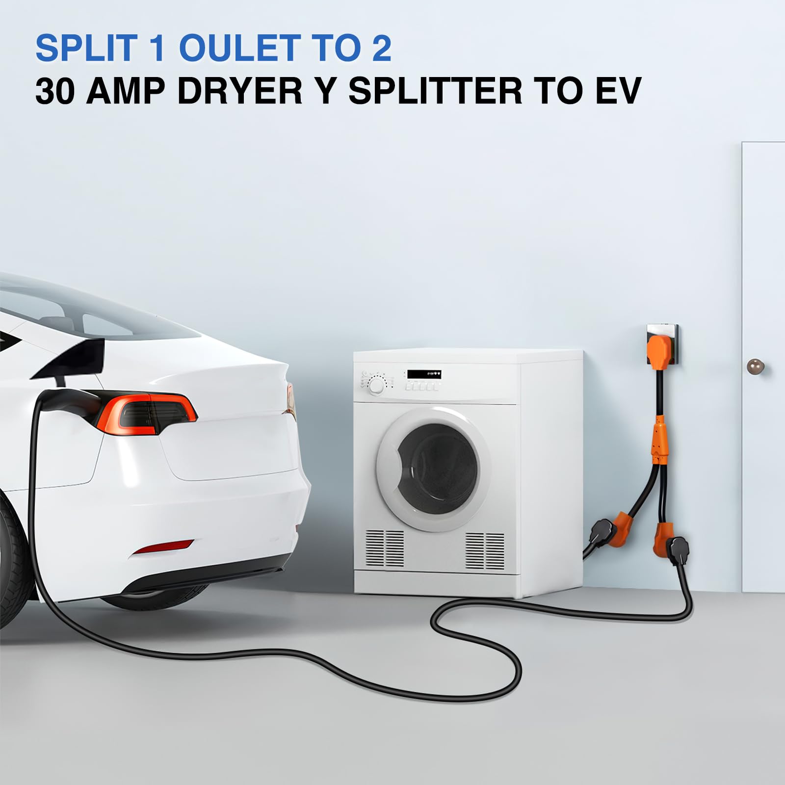 Nilight Ev Dryer Y Splitter Adapter Cord 30 Amp Male Plug To Two 30Amp Female Receptacle 4 Prong 125V/250V 7500 Watt Pure Copper