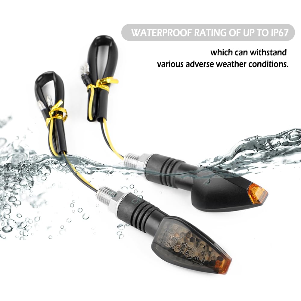 4Pcs Motorcycle Turn Signals - 14Led 12V Bright Amber Lamp Motorcycle Blinkers - Front/Rear Universal Motorcycle Turn Signal Lig