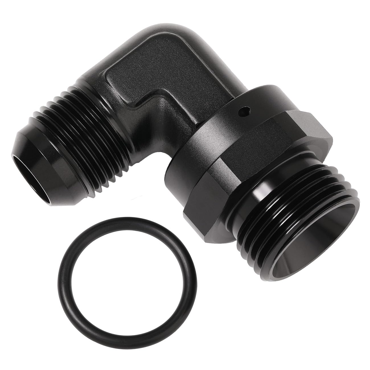 Podavelle 10An Male Flare To 12An -12 Orb O-Ring Boss 90 Degree Swivel Fitting Adapter Aluminum Black