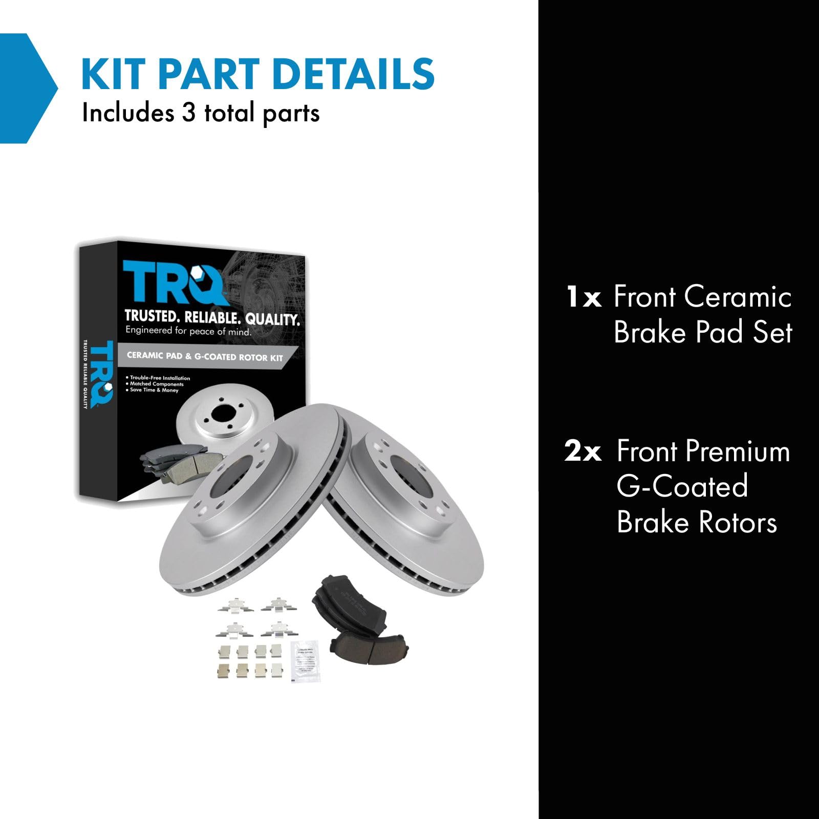 Trq Front Brake Pad & Rotor Kit Brake Pads Brake Rotor Ceramic Premium G-Coated Compatible With 2006-2012 Ford Fusion 2007-2012