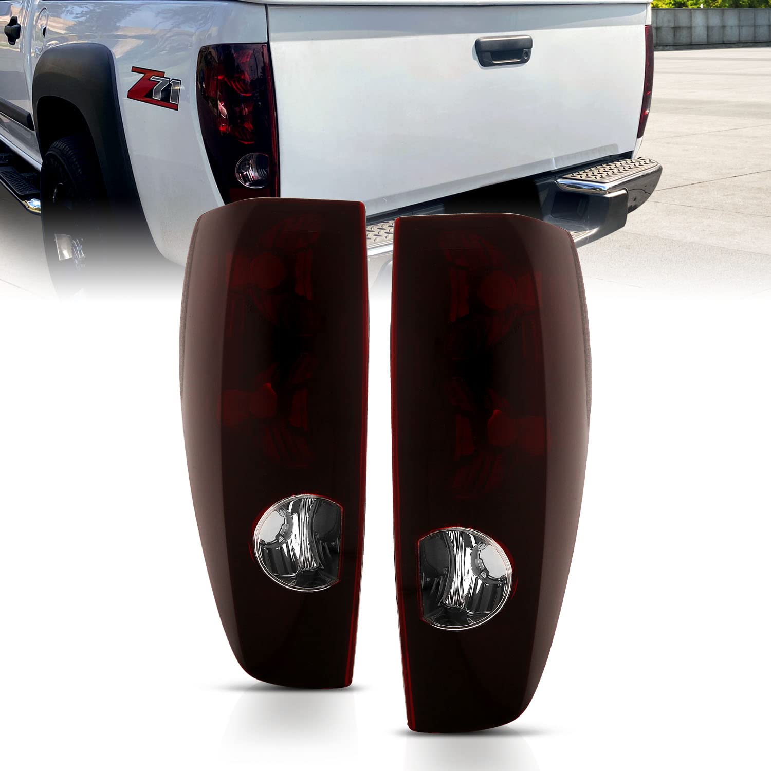 Amerilite Midnight Red Replacement Brake Tail Lights Set For 04-12 Chevy Colorado/Gmc Canyon - Passenger And Driver Side