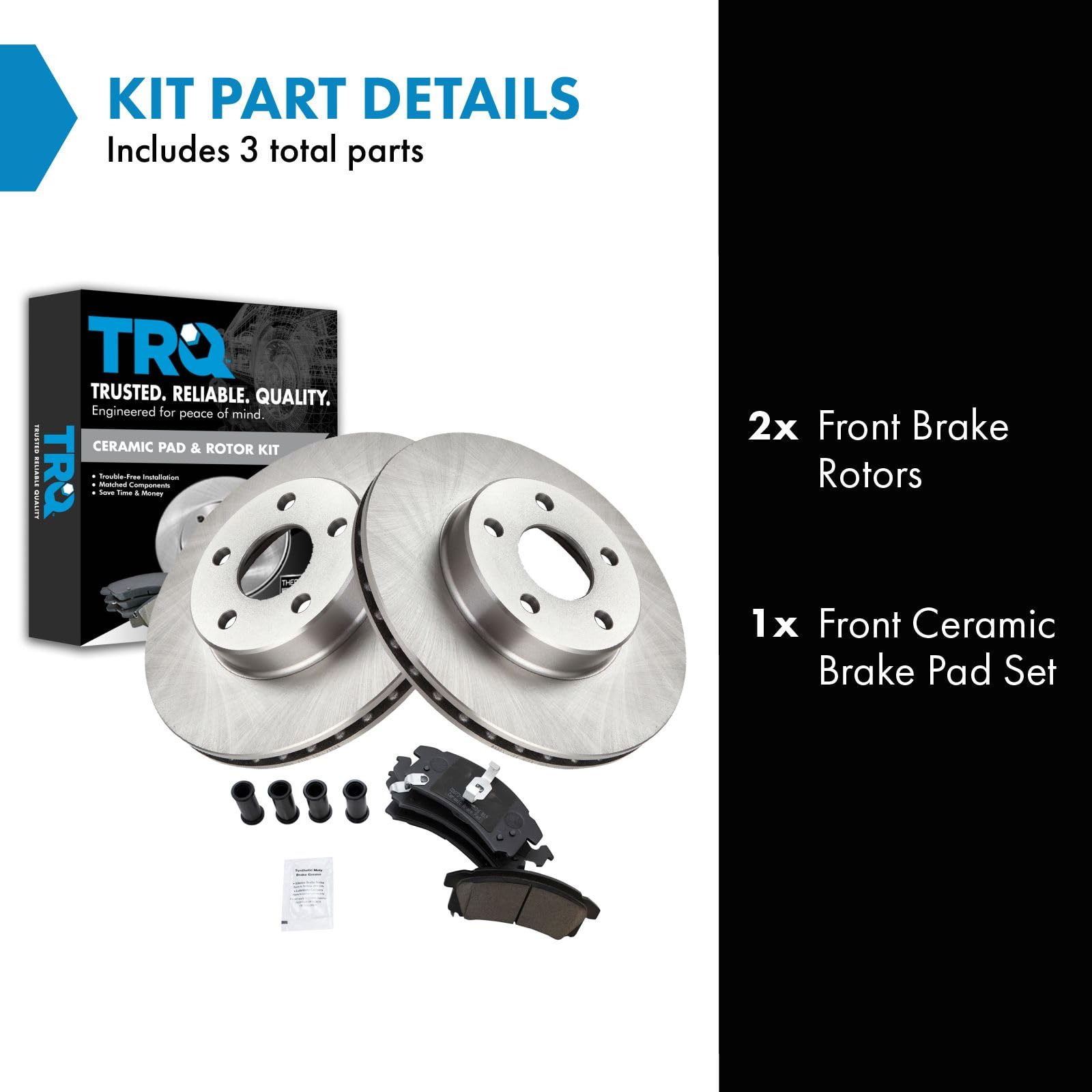 Trq Front Brake Pad & Rotor Kit Brake Pads Brake Rotor Ceramic Compatible With 1996-1998 Buick Skylark 1996 Chevrolet Beretta 19